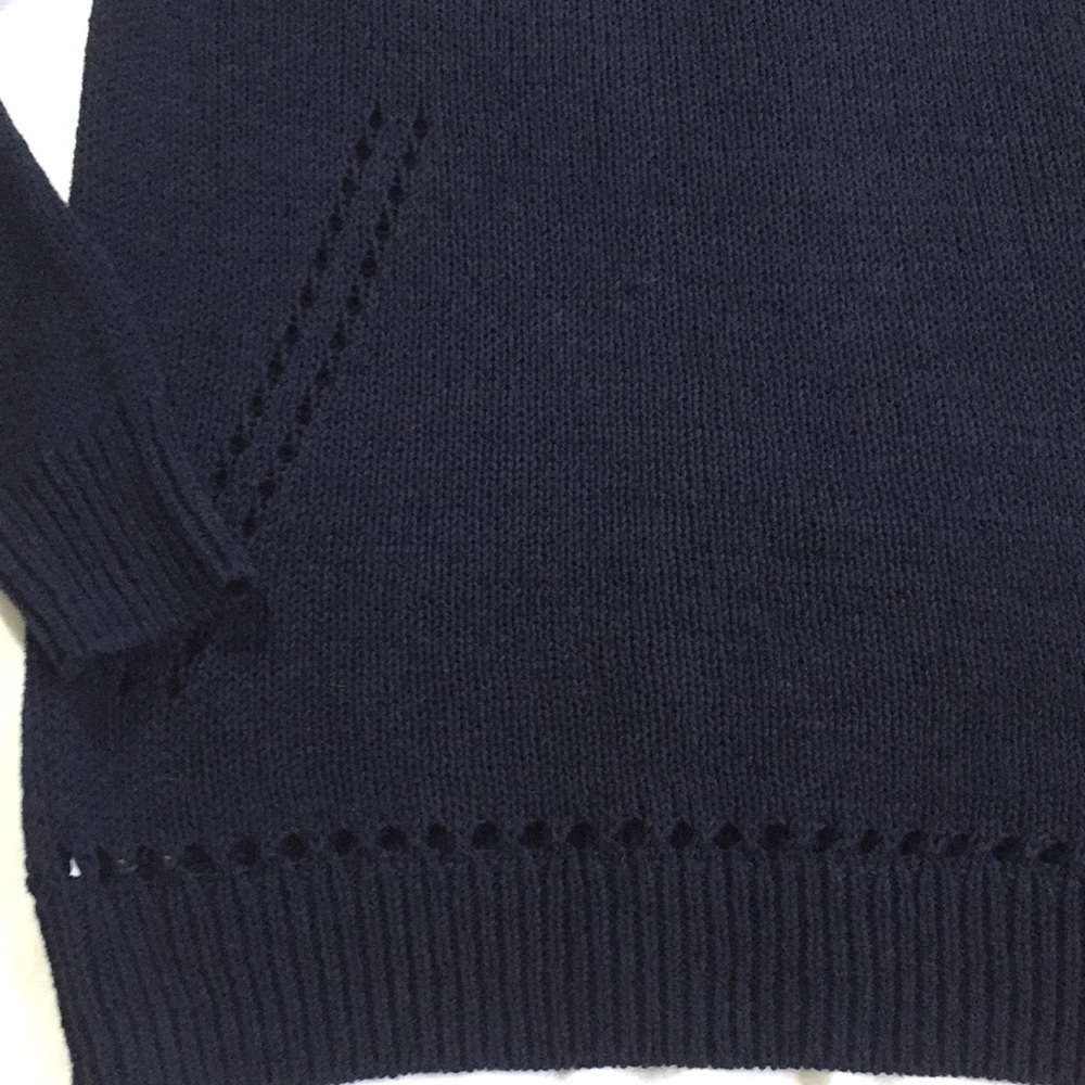 J.Crew Cable Knit Navy Raglan Sweater Size M - Picture 5 of 8